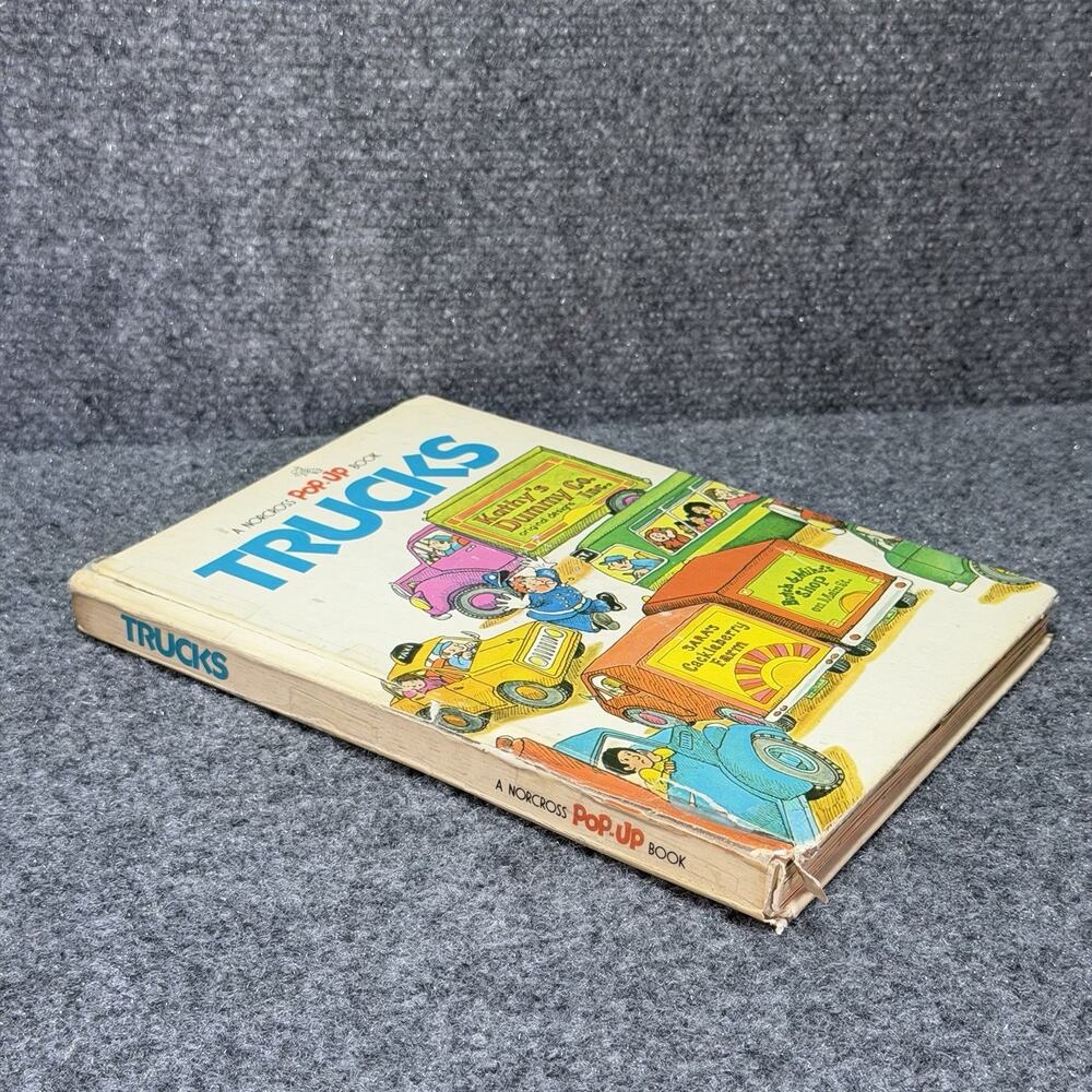 Trucks Norcross Pop-Up Book (1974) Hardcover Interactive Vintage Learning Book